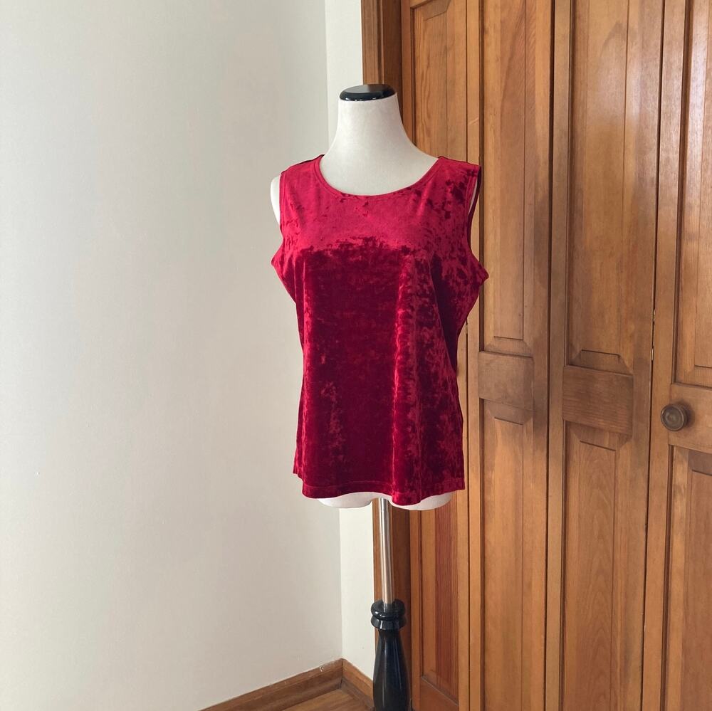 Notations Red Stretch Velvet Pullover Top, Size L